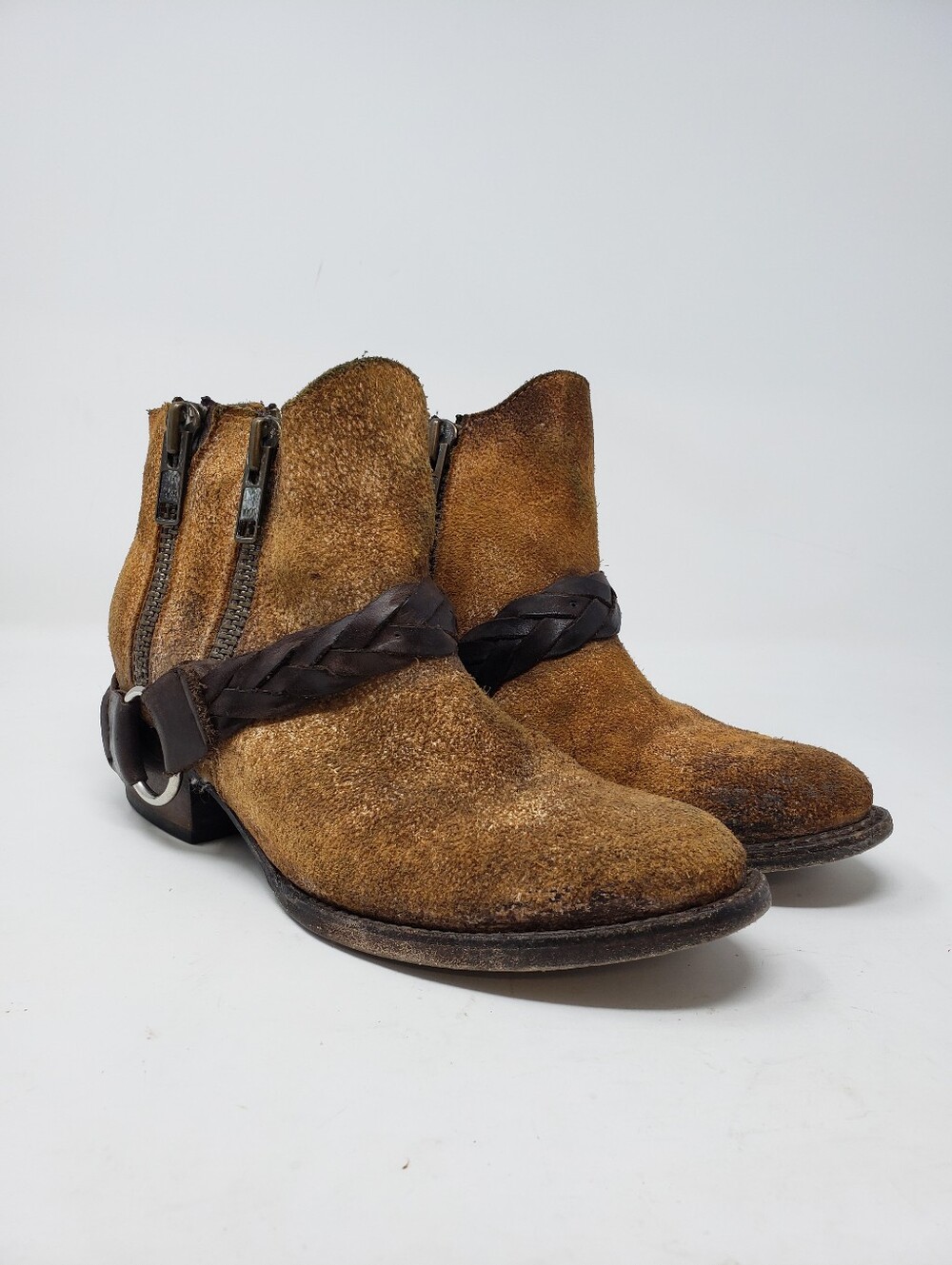 Freebird by Steven Clash Distressed Suede Ankle Boots Size 7 Brown